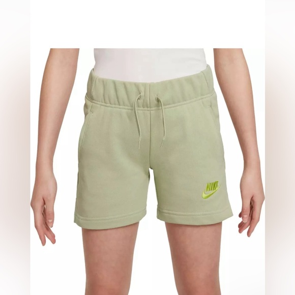 NIKE Olive Aura SPORTSWEAR CLUB FRENCH TERRY FLEECE SHORTS M standard fit girls - Picture 5 of 8